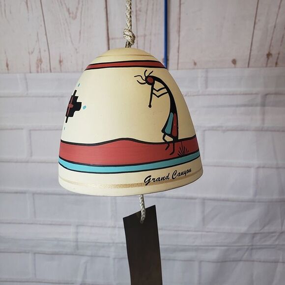 Hand Painted Kokopelli Hanging Pottery Wind Chimes Bell Grand Canyon Souvenir - Picture 8 of 8